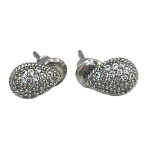 Silver Tone Rhinestone Tear Drop Earrings